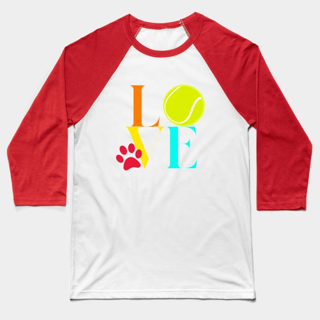 Dogs Love Tennis Balls Baseball T-Shirt by Amapola